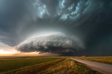Supercell Thunderstorm Over America: Powerful and Dramatic