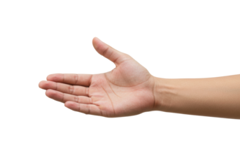 Offering a hand a gesture of helpfulness in minimalist style. Cut out PNG