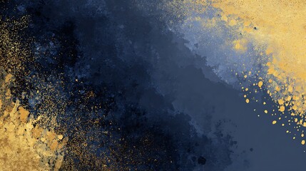 Awesome photo of abstract grainy background: dark blue to gold gradient texture.