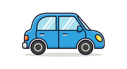 Fototapeta premium Car Illustration, Blue Vehicle, Digital Design, Graphic Art, Modern Style, Side View, Simple Concept