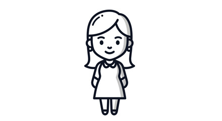 Obraz premium Illustration of a Young Girl Standing, Character Design, Digital Art, Playful Environment, Creative Viewpoint, Cute Concept