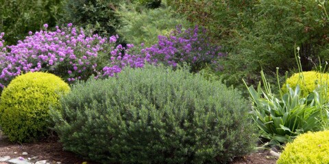Obraz premium Beautiful violet flowers blooming brightly in a spring garden