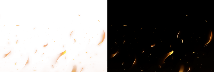 Fire and sparks background. PNG illustration of glowing yellow and orange flames with embers floating