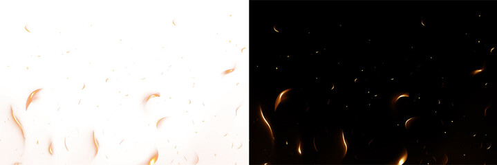 Fire and sparks background. PNG illustration of glowing yellow and orange flames with embers floating