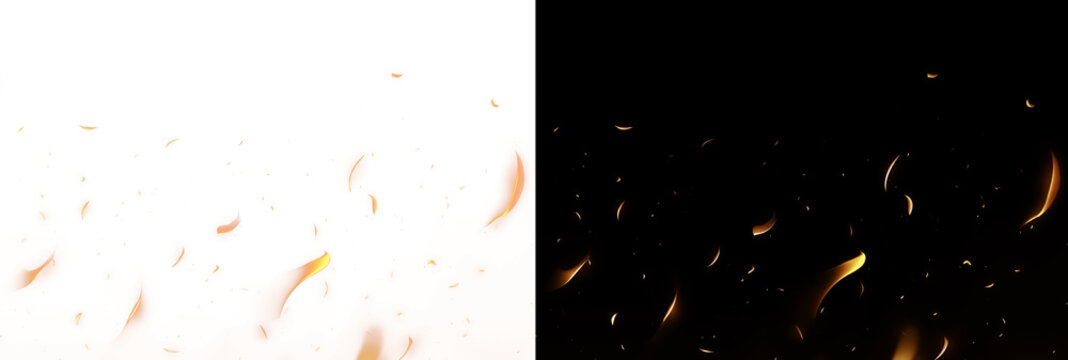 Fire and sparks background. PNG illustration of glowing yellow and orange flames with embers floating