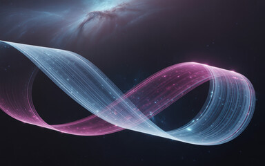 Ethereal Infinite Loop of Light Waves in Cosmic Space with Soft Pink and Blue Tones
