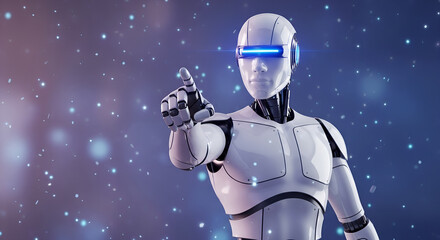 Futuristic robot pointing finger ai technology concept illustration