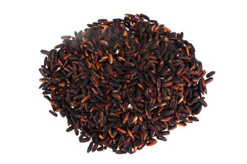 Black sticky rice pile isolated on white background