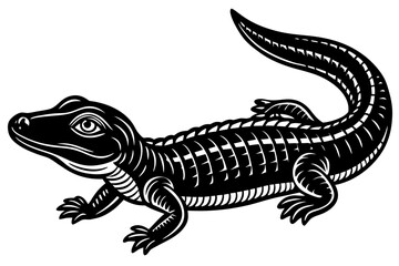 Naklejka premium A green lizard, like a gecko, with a long tail is isolated on a white background