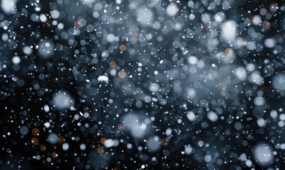 Abstract winter scene with snowflakes and bokeh