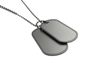 Commemorative military dog tags indoor neutral symbol of honor. Cut out PNG