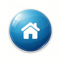 Glossy Blue Home Button Icon  A Simple, Clean Design for Websites and Apps