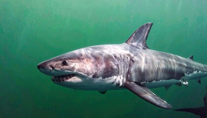 Great White Shark in Ocean Depths A Majestic Predator of the Deep Blue Sea