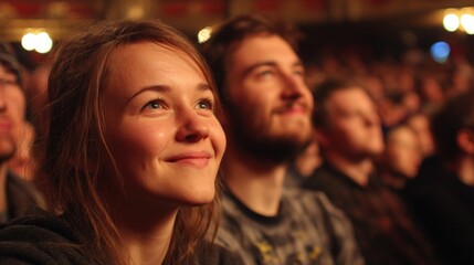 People attending an event in an elegant theater, watching a captivating performance