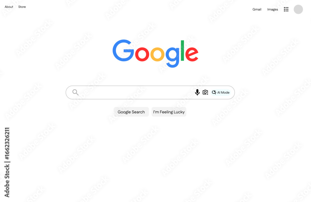 Fototapete google chrome browser displaying google search web page, vector design google web page set up with a