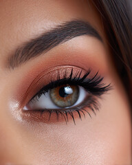 Obraz premium Peach eye makeup blended into brown crease