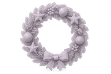 Obraz premium 3d rendering of a christmas wreath with glitter stars, baubles, pine cones, and a bow on a transparent background