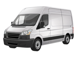 Png white cargo van delivery vehicle transportation commercial van for business and moving services auto Isolated on white background