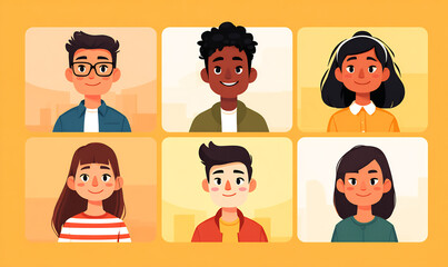 Multi-ethnic students attending virtual learning session