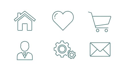 Collection of simple line icons for web and mobile design isolated on white background