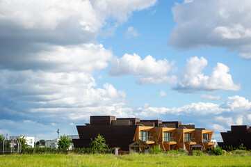 houses against the blue sky