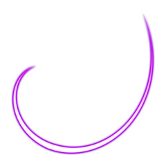 Purple glowing curved line on transparent background
