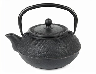 Studio Shot of Black Cast Iron Teapot with Footed Design