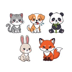 set of funny animals