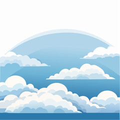 Serene Blue Sky with Puffy White Clouds Illustration