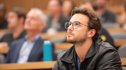 Fototapeta premium Attendees learning digital marketing at business seminar