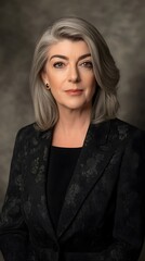 Fototapeta premium Portrait of elegant mature woman in floral blazer
