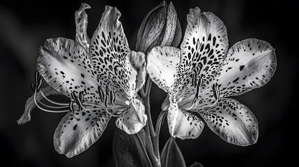 Stunning Black and White Spotted Lily Flowers Closeup Photography