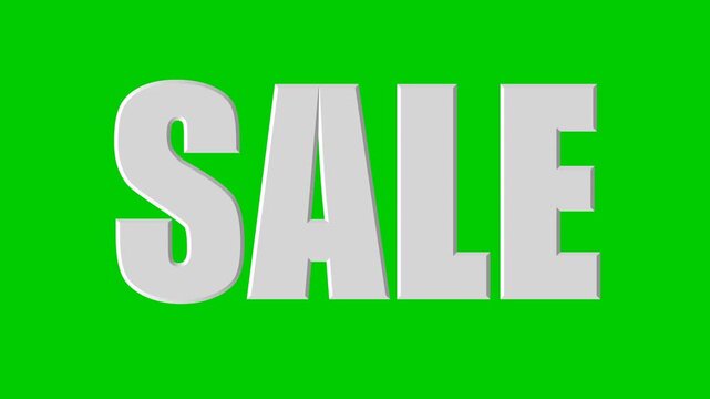 Sale text in white and red color with shadow effect on a green background for advertising and promotions