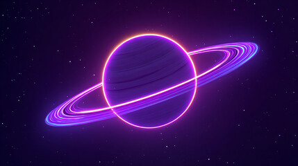 Futuristic planet with neon rings