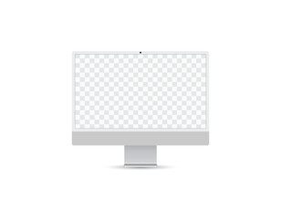 Minimalist Silver computer monitor mockup set with transparent screen, perfect for digital product display, branding, and web design presentations.	

