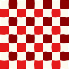 Hand-drawn Checkerboard Pattern in Red and Cream for Festive Design