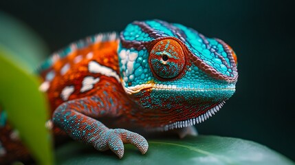 Fototapeta premium Vibrant Chameleon Close-Up Portrait.
