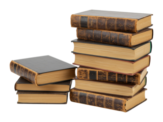 Reading and studying ancient books library indoor knowledge preservation. Cut out PNG