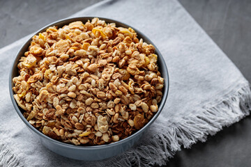 Granola Bowl on Linen Napkin Healthy Breakfast Concept