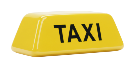 Taxi fare signage city streets iconic transportation urban environment travel concept. Cut out PNG
