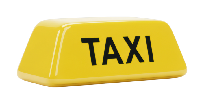 Taxi fare signage city streets iconic transportation urban environment travel concept. Cut out PNG