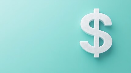 Obraz premium White Dollar Sign on Turquoise Background.