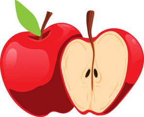 red apple with leaf