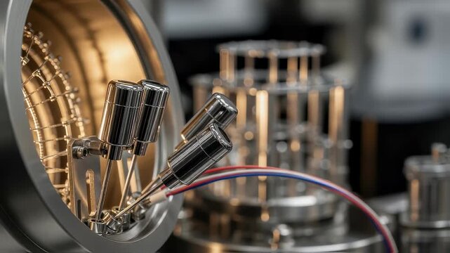 Humidity and temperature sensor probes installed inside optical lattice clock vacuum chamber for environmental monitoring.