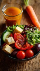 Fresh Salad with Carrot and Orange Juice