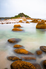 rocky beach in the morning