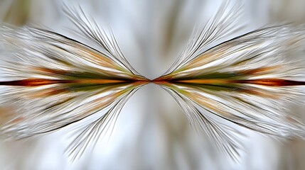 Abstract Symmetrical Feather Design Brown Beige