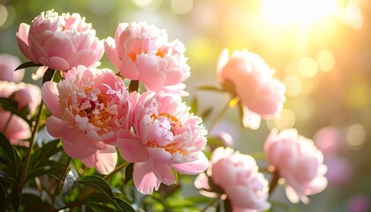 Obraz premium Blooming Pink Peonies in Soft Natural Light