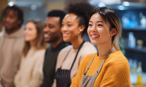 cooking class students diverse learning food preparation