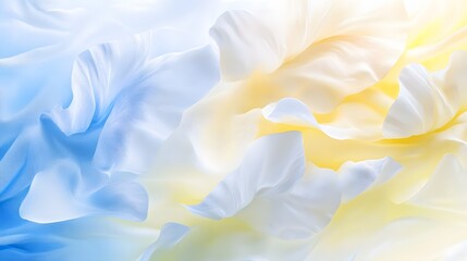 Abstract Blue Yellow Fabric Texture Background Soft Draped Silk Waves